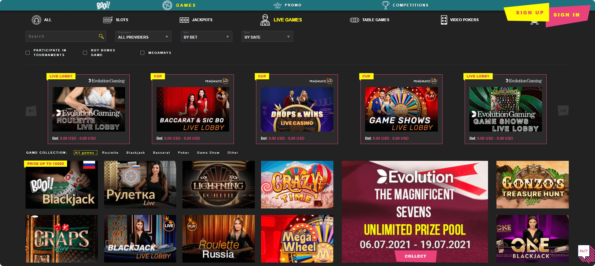 Booi casino Live games